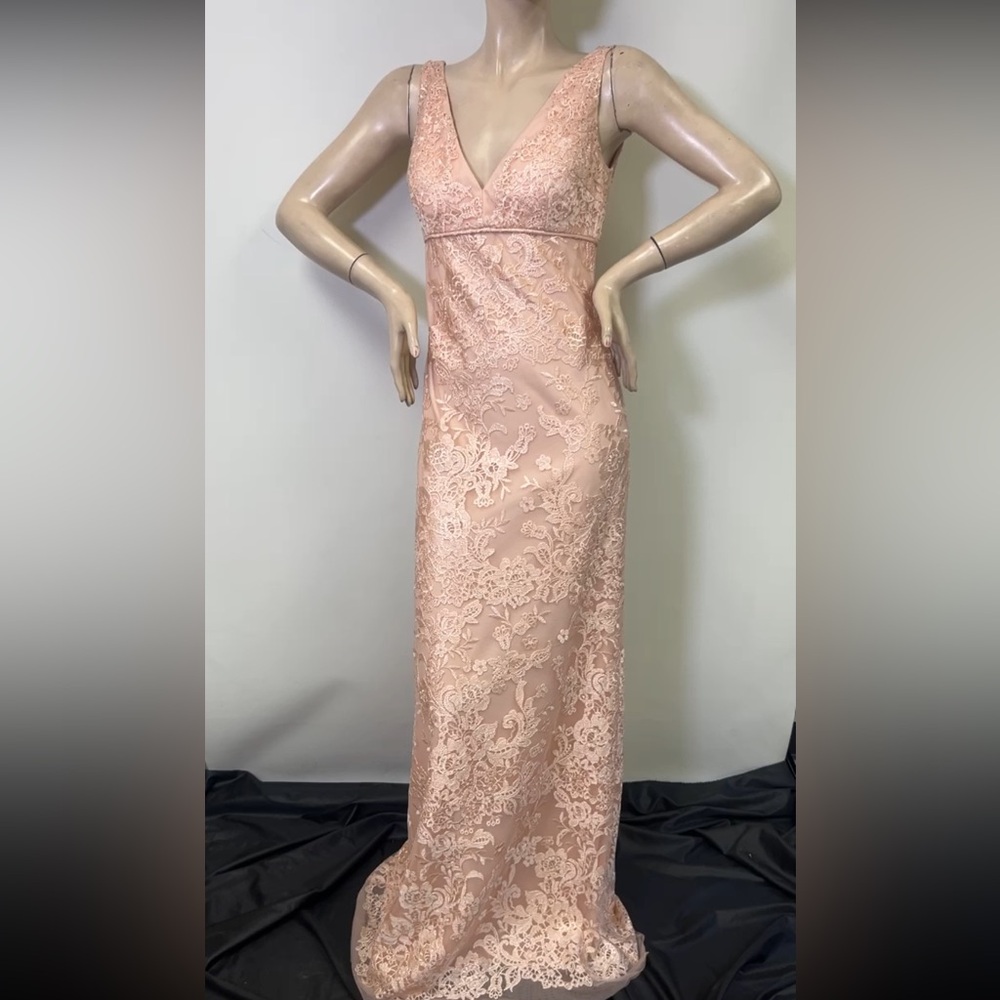 Aidan Mattox lace double V-Neck sleeveless long Gown